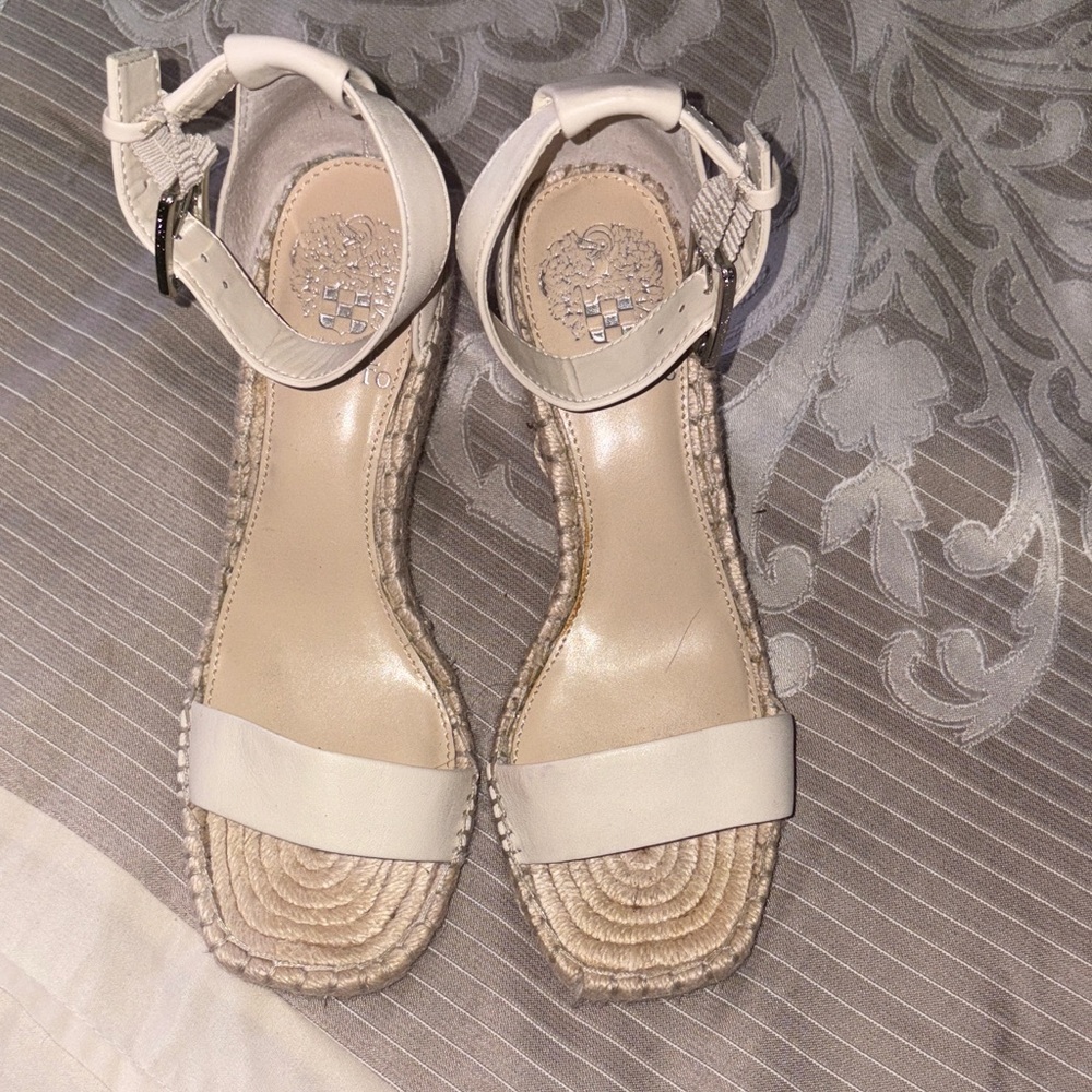 Vince Camuto Cream Espadrille Sandals with wedge heel